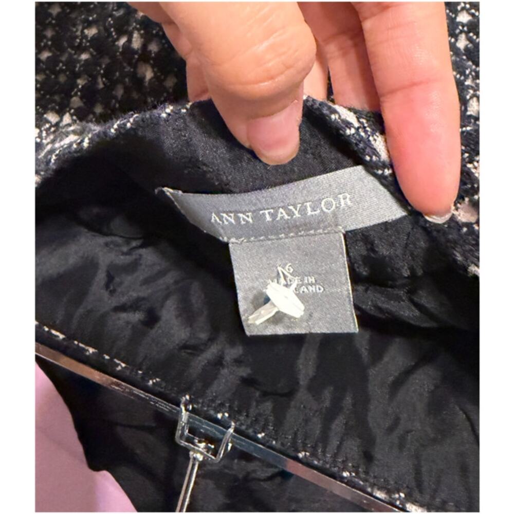 Ann Taylor Tweed Mini Skirt Black White Houndstooth A-Line Women’s Size 6 - Picture 3 of 9